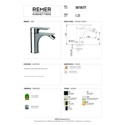 Bateria bidetowa stojąca Infinity chrom DANIEL RUBINETTERIE IR604CR