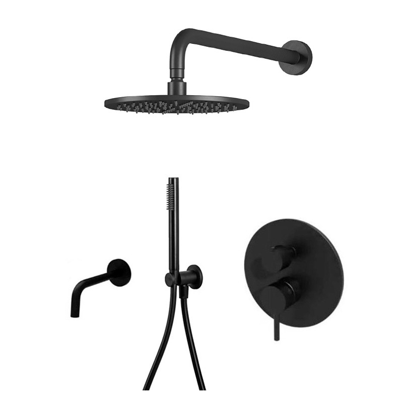 Zestaw wannowy podtynkowy z wylewką Light czarny mat PAFFONI RUBINETTERIE LIG019ZSCW3A.NO