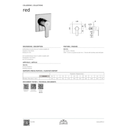 Bateria podtynkowa 1-drożna Red chrom PAFFONI RUBINETTERIE RED010CR