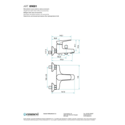 Bateria wannowa ścienna (korpus) Nicla chrom EMMEVI RUBINETTERIE 89001CR