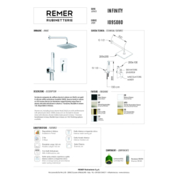 Zestaw natryskowy infinity (ramię l-300mm) Infinity chrom DANIEL RUBINETTERIE IR015ZSC1A