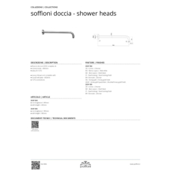 Ramię ścienne okrągłe 40cm Deszczownice stal szczotkowana PAFFONI RUBINETTERIE ZSOF034ST