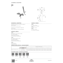 Bateria wannowa ścienna Jo chrom PAFFONI RUBINETTERIE JO023CR