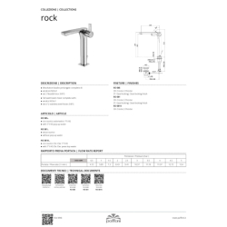 Bateria umywalkowa wysoka (clickclack) Rock chrom PAFFONI RUBINETTERIE RO081KCR