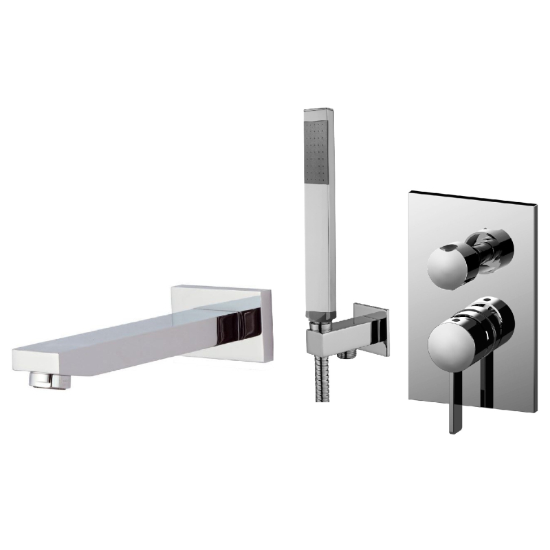 Zestaw wannowy podtynkowy z wylewką Rock chrom PAFFONI RUBINETTERIE RO018ZWWCR