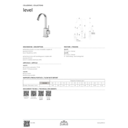 Bateria umywalkowa stojąca (bez korka) Level chrom PAFFONI RUBINETTERIE LEA878CR