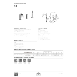 Bateria wannowa 3-otworowa Tilt stal szczotkowana PAFFONI RUBINETTERIE TI040ST