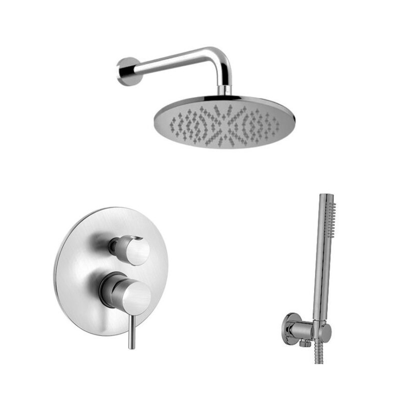 Zestaw natryskowy podtynkowy l-400mm fi-30cm Light stal szczotkowana PAFFONI RUBINETTERIE LIG018ZSC2C.ST