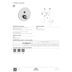 Bateria podtynkowa 2-drożna Jo chrom PAFFONI RUBINETTERIE JO015CR