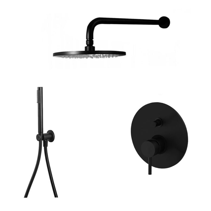 Zestaw natryskowy podtynkowy l-400mm fi-30cm Light czarny mat PAFFONI RUBINETTERIE LIG015ZSC2E.NO