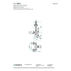Bateria wannowa ścienna (kompletna) Laguna chrom EMMEVI RUBINETTERIE 40011CR