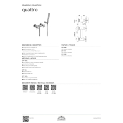 Bateria natryskowa ścienna (korpus) Quattro chrom PAFFONI RUBINETTERIE QTV168CR