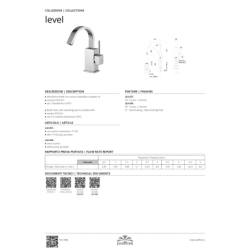 Bateria umywalkowa stojąca (bez korka) Level chrom PAFFONI RUBINETTERIE LEA838CR