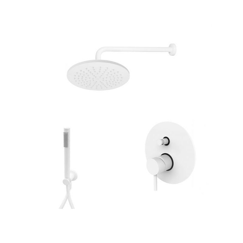 Zestaw natryskowy podtynkowy l-400mm fi-22,5cm Light biały mat PAFFONI RUBINETTERIE LIG015ZSC2A.BO