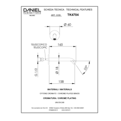 Wylewka ścienna 160mm tokyo Wylewki złoto szczotkowane DANIEL RUBINETTERIE TK4704.DP