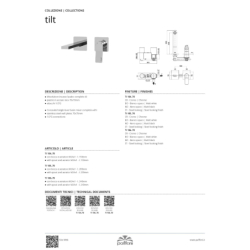 Bateria umywalkowa podtynkowa l-20cm Tilt stal szczotkowana PAFFONI RUBINETTERIE TI105ST70