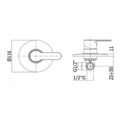 Bateria podtynkowa 1-drożna Blu chrom PAFFONI RUBINETTERIE BLU010CR