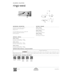 Bateria umywalkowa podtynkowa 250mm Ringo czarny mat PAFFONI RUBINETTERIE RIN106NO