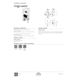 Bateria podtynkowa 2-drożna Ringo chrom PAFFONI RUBINETTERIE RIN015CR
