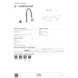Bateria umywalkowa 3-otworowa (click clack) Jo czarny mat PAFFONI RUBINETTERIE JO052KNO