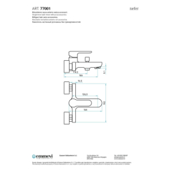 Bateria wannowa ścienna (korpus) Nefer chrom EMMEVI RUBINETTERIE 77001CR