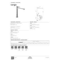 Bateria umywalkowa wysoka stojąca Tango chrom PAFFONI RUBINETTERIE TA085CR