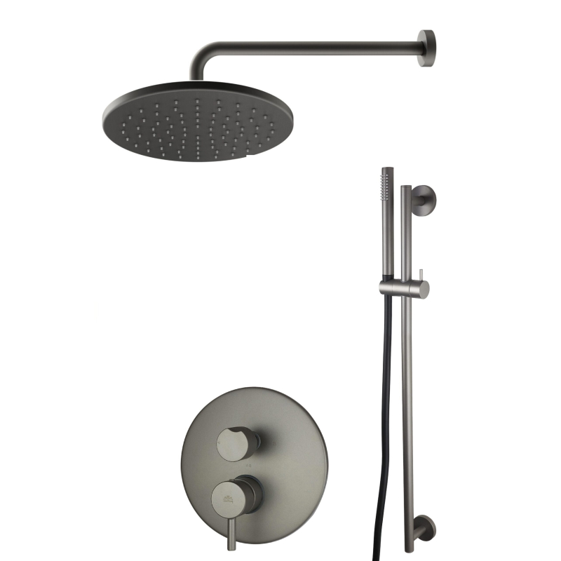 Zestaw natryskowy podtynkowy ze sztycą l-400mm fi-22,5cm Light grafitowy PAFFONI RUBINETTERIE LIG018ZN5A.MG