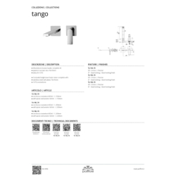 Bateria umywalkowa podtynkowa 250mm Tango czarny mat PAFFONI RUBINETTERIE TA106NO70