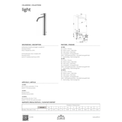 Bateria umywalkowa wysoka (bez korka) Light miedź szczotkowana PAFFONI RUBINETTERIE LIG081RMSP
