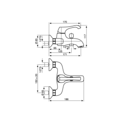 Bateria wannowa ścienna (korpus) Ares chrom EMMEVI RUBINETTERIE 76001CR