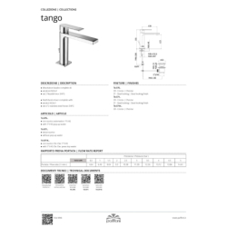 Bateria umywalkowa (clickclack) Tango chrom PAFFONI RUBINETTERIE TA071KCR