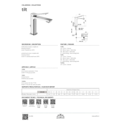 Bateria umywalkowa stojąca (clickclack) Tilt stal szczotkowana PAFFONI RUBINETTERIE TI071KST