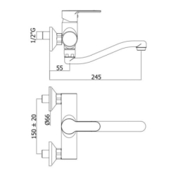 Bateria zlewozmywakowa ścienna Blu chrom PAFFONI RUBINETTERIE BLU161CR