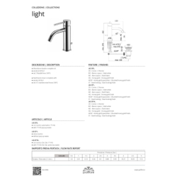Bateria umywalkowa (bez korka) Light chrom PAFFONI RUBINETTERIE LIG071CR
