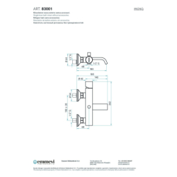 Bateria wannowa ścienna (korpus) Minu chrom EMMEVI RUBINETTERIE 83001CR