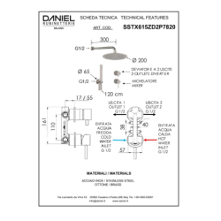 Zestaw natryskowy podtynkowy tokyo Tokyo Steel inox DANIEL RUBINETTERIE SSTX615ZD2P78-25