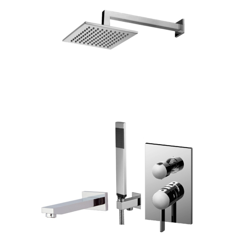 Zestaw wannowy podtynkowy z wylewką l-400mm 30x30mm slim Rock chrom PAFFONI RUBINETTERIE RO019ZSCW3B