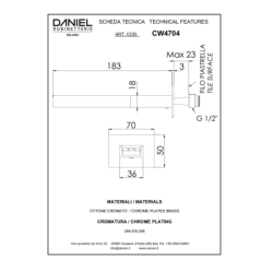 Wylewka kaskadowa wąska Wylewki chrom DANIEL RUBINETTERIE 91QC