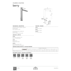 Bateria umywalkowa wysoka (clickclack) Berry chrom PAFFONI RUBINETTERIE BR081KCR