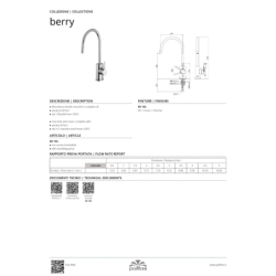 Bateria zlewozmywakowa stojąca Berry chrom PAFFONI RUBINETTERIE BR180CR