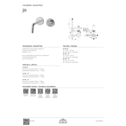 Bateria umywalkowa podtynkowa l-128mm Jo chrom PAFFONI RUBINETTERIE JO104CR70