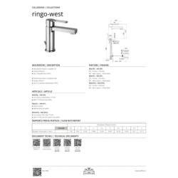 Bateria umywalkowa stojąca (korek click clack) Ringo chrom PAFFONI RUBINETTERIE RIN071KCR
