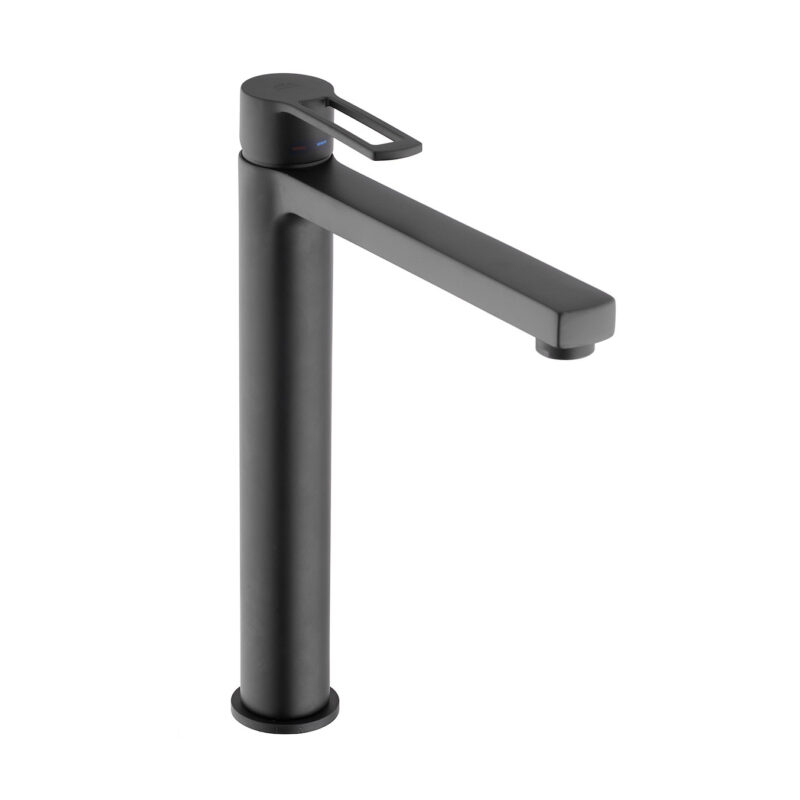 Bateria umywalkowa wysoka stojąca Ringo czarny mat PAFFONI RUBINETTERIE RIN085NO