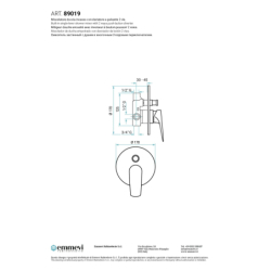 Bateria podtynkowa 2-drożna Nicla chrom EMMEVI RUBINETTERIE 89019CR