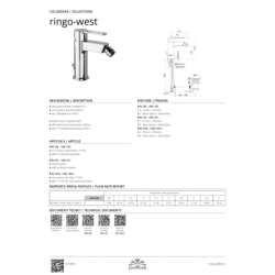 Bateria bidetowa stojąca Ringo chrom PAFFONI RUBINETTERIE RIN135CR