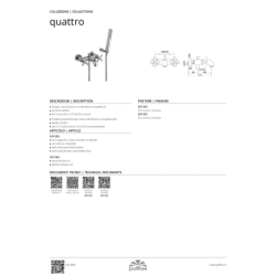 Bateria wannowa ścienna (kompletna) Quattro chrom PAFFONI RUBINETTERIE QTV023CR