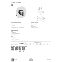 Bateria podtynkowa 1-drożna Jo chrom PAFFONI RUBINETTERIE JO010CR