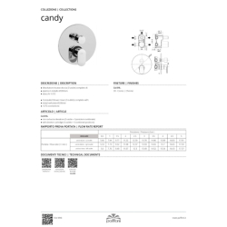 Bateria podtynkowa 3-drożna z przełącznikiem Candy chrom PAFFONI RUBINETTERIE CA019CR