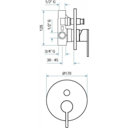 Bateria podtynkowa 2-drożna Filo chrom EMMEVI RUBINETTERIE 85019CR