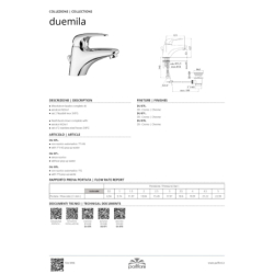 Bateria umywalkowa stojąca (bez korka) Duemila chrom PAFFONI RUBINETTERIE DU071CR